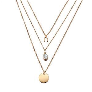 Multilayered Necklace Wish bone Zinc Alloy